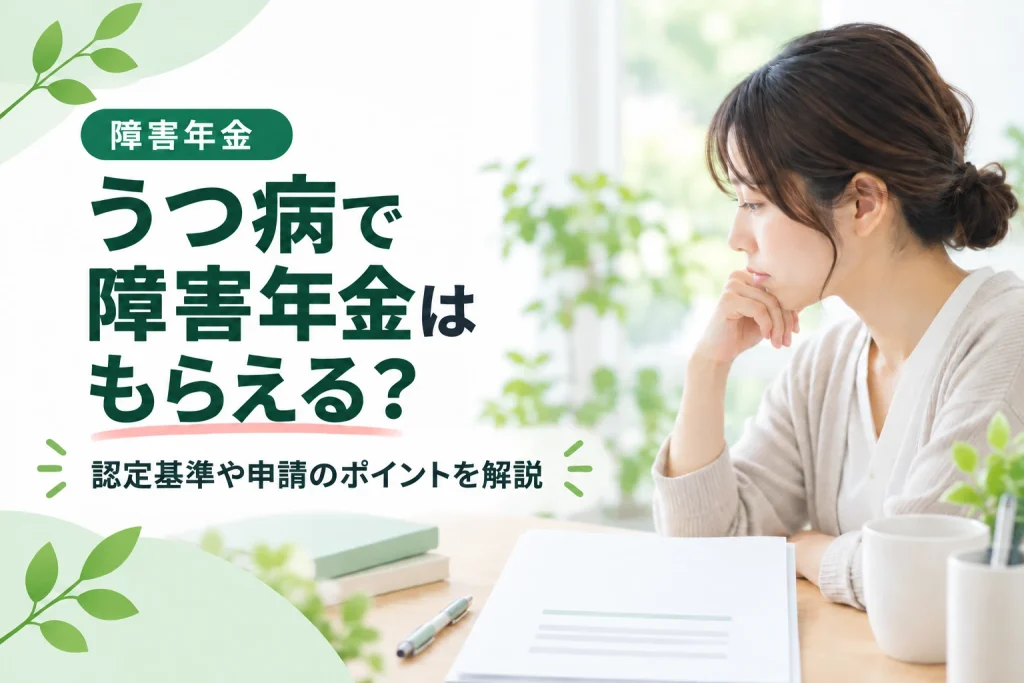 うつ病で障害年金はもらえる？認定基準や申請のポイントを解説するアイキャッチ画像