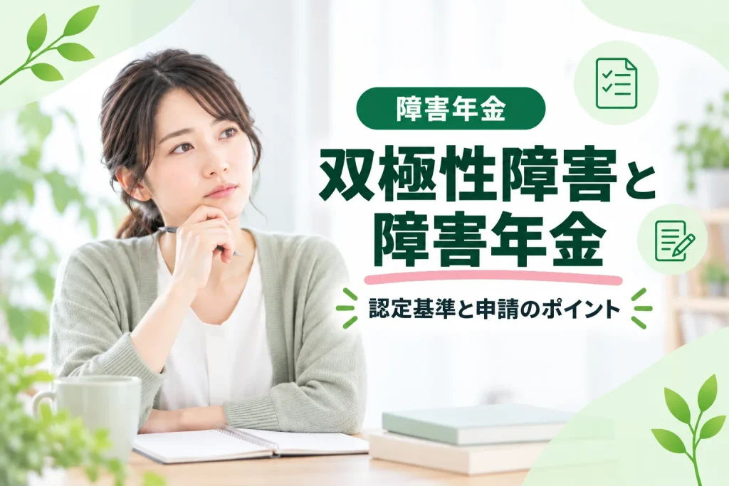 双極性障害で障害年金はもらえる？躁うつ病の認定基準と申請のポイントを紹介する画像