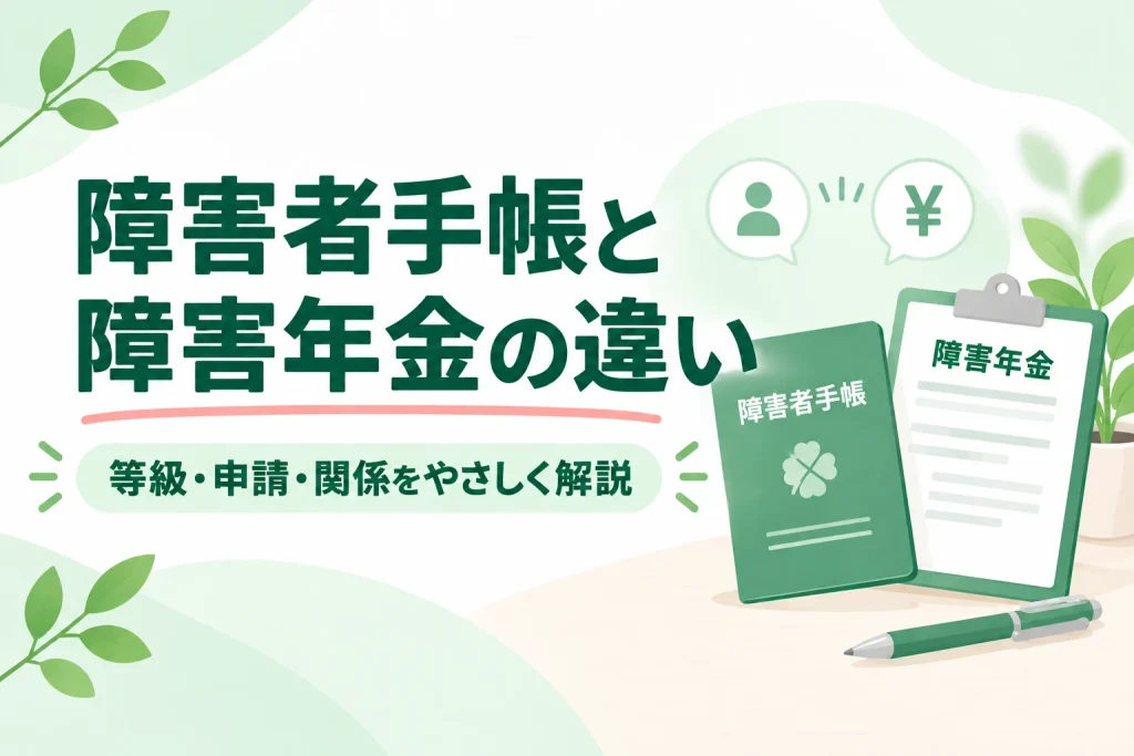 障害者手帳と障害年金の違い｜等級の関係や手帳がない場合を解説